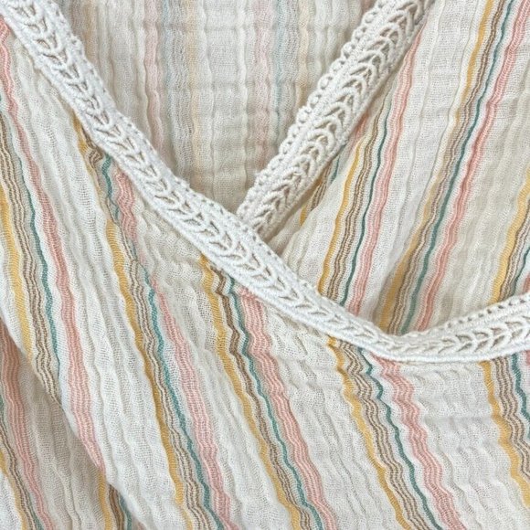 Aerie Multicolor Striped Gauzy Surplice Back Cropped Cami Tank Size L - Picture 4 of 8
